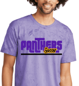 A man in a purple shirt