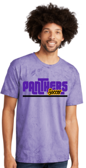 A man in a purple shirt
