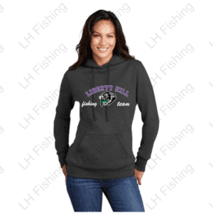 A lady in a pullover hoodie