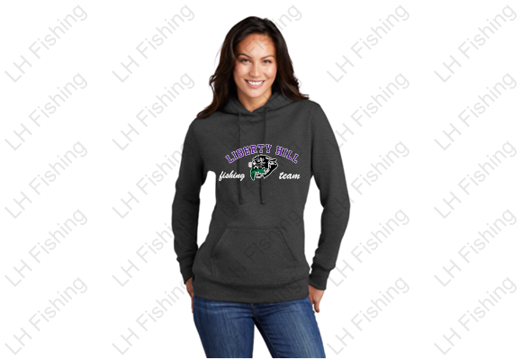 A lady in a pullover hoodie