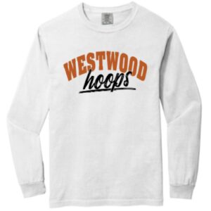 Westwood Hoops Comfort Colors White Long Sleeve Cotton Tee